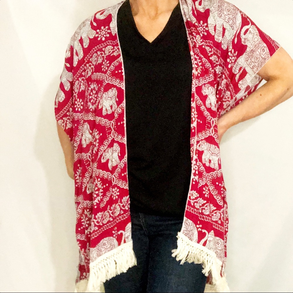 Indian Elephant & Mandala Print Kimono